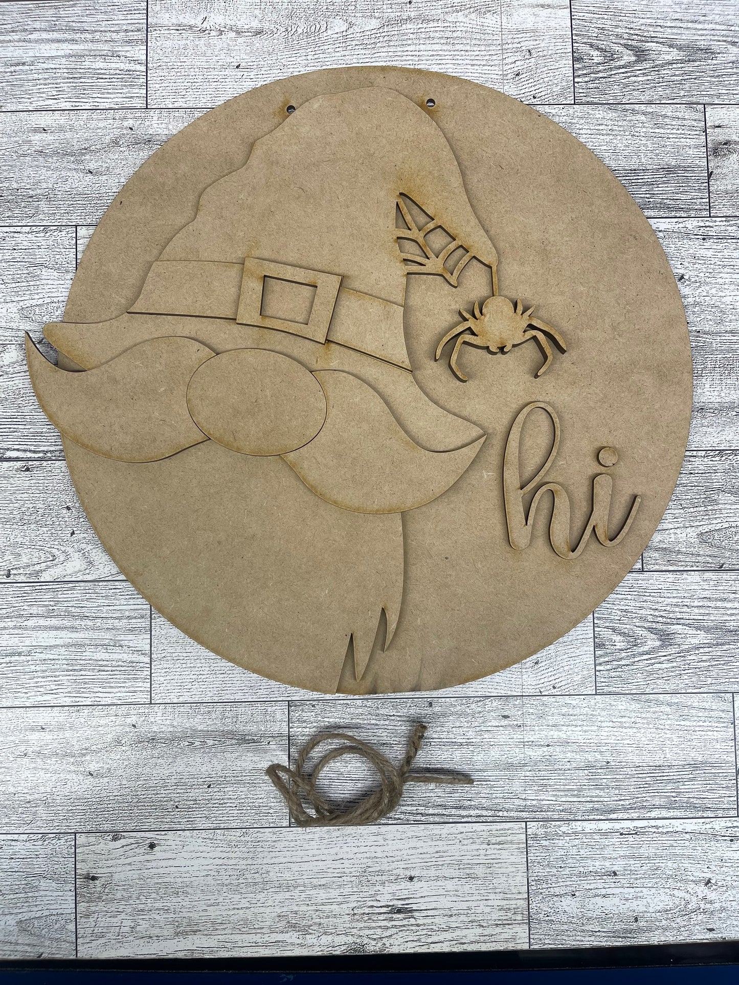 Halloween Witch Hat Gnome Changeable Door Sign cutouts - unpainted wooden cutouts, ready for you to paint