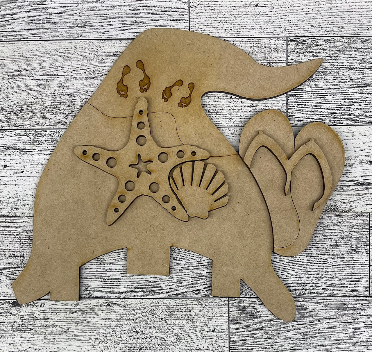 Summer Gnome Changeable Door Sign cutouts - unpainted wooden cutouts, ready for you to paint