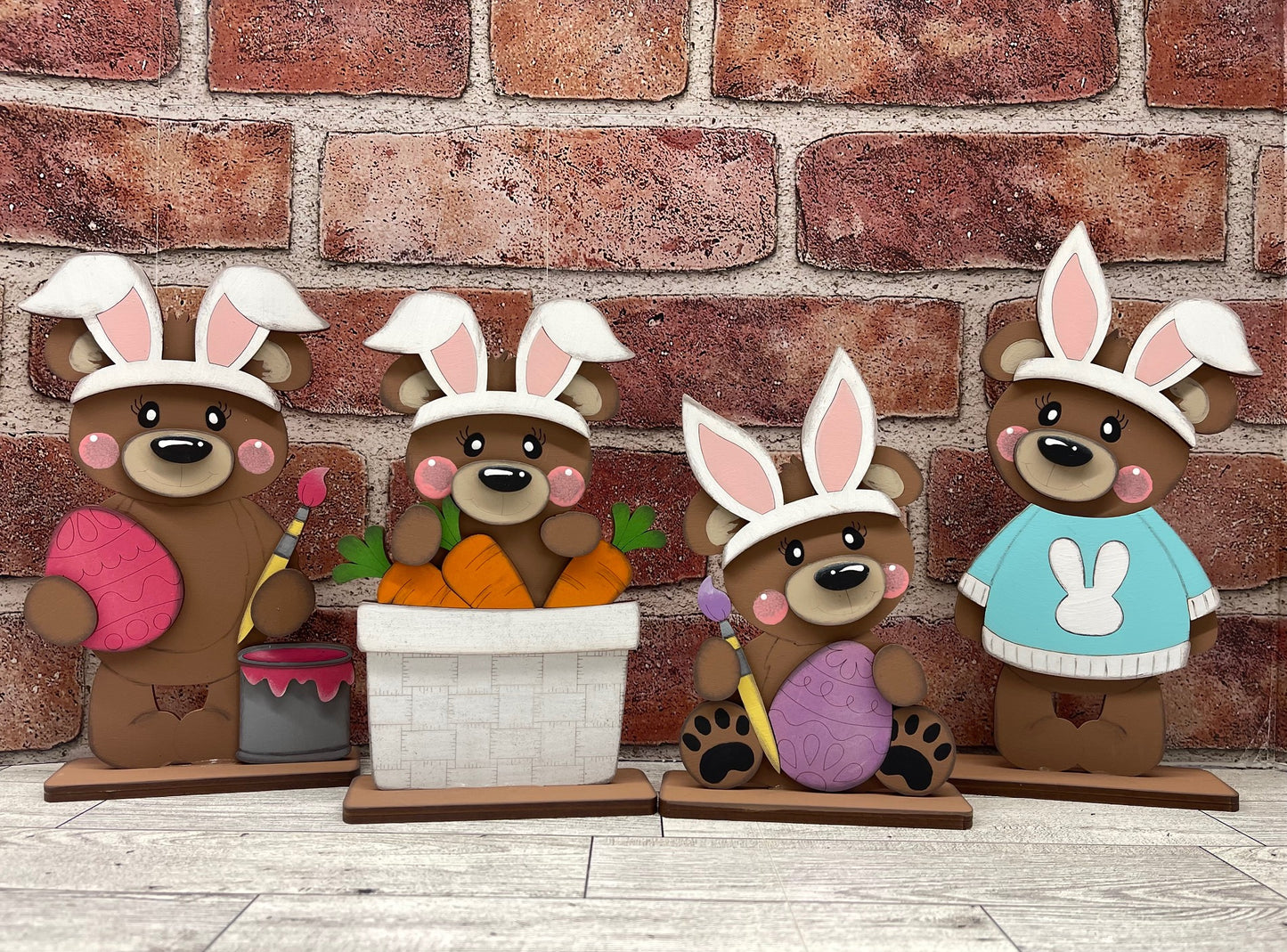 Easter Bear Bunny Standers - unpainted wood cutouts, ready for you to paint