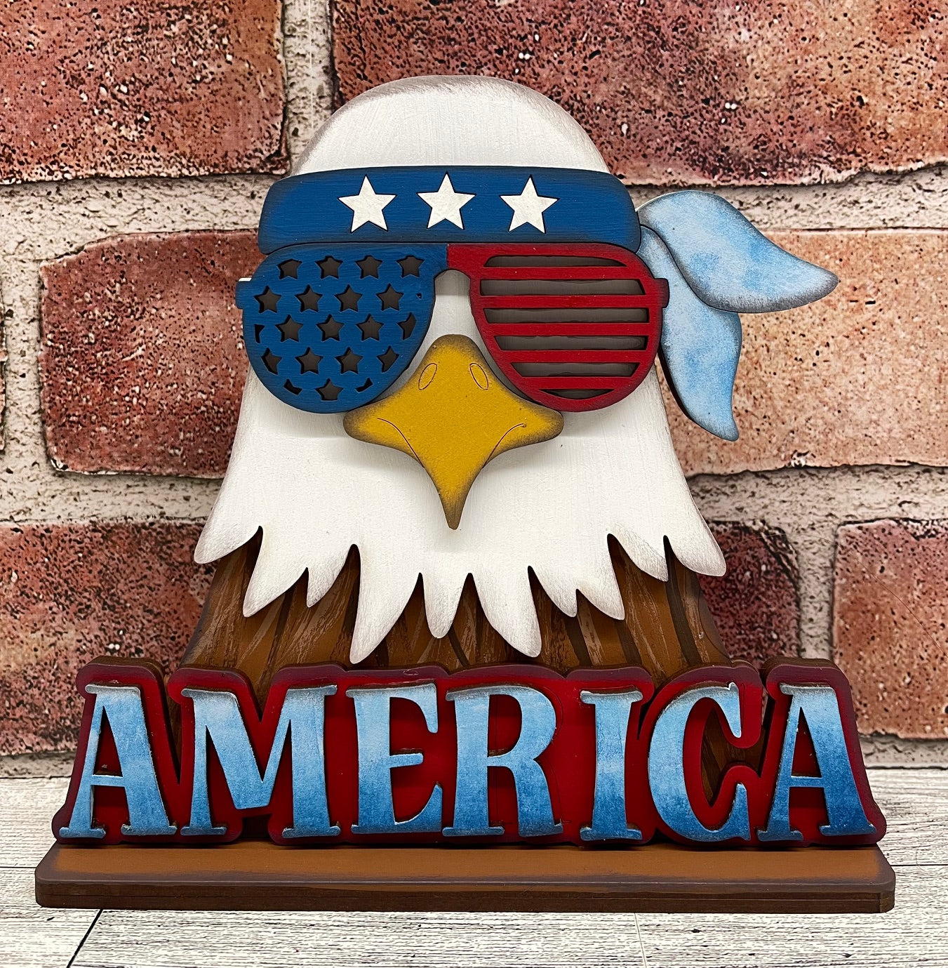 Patriotic Bald Eagle Stander - unpainted wooden cutouts, ready for you to paint