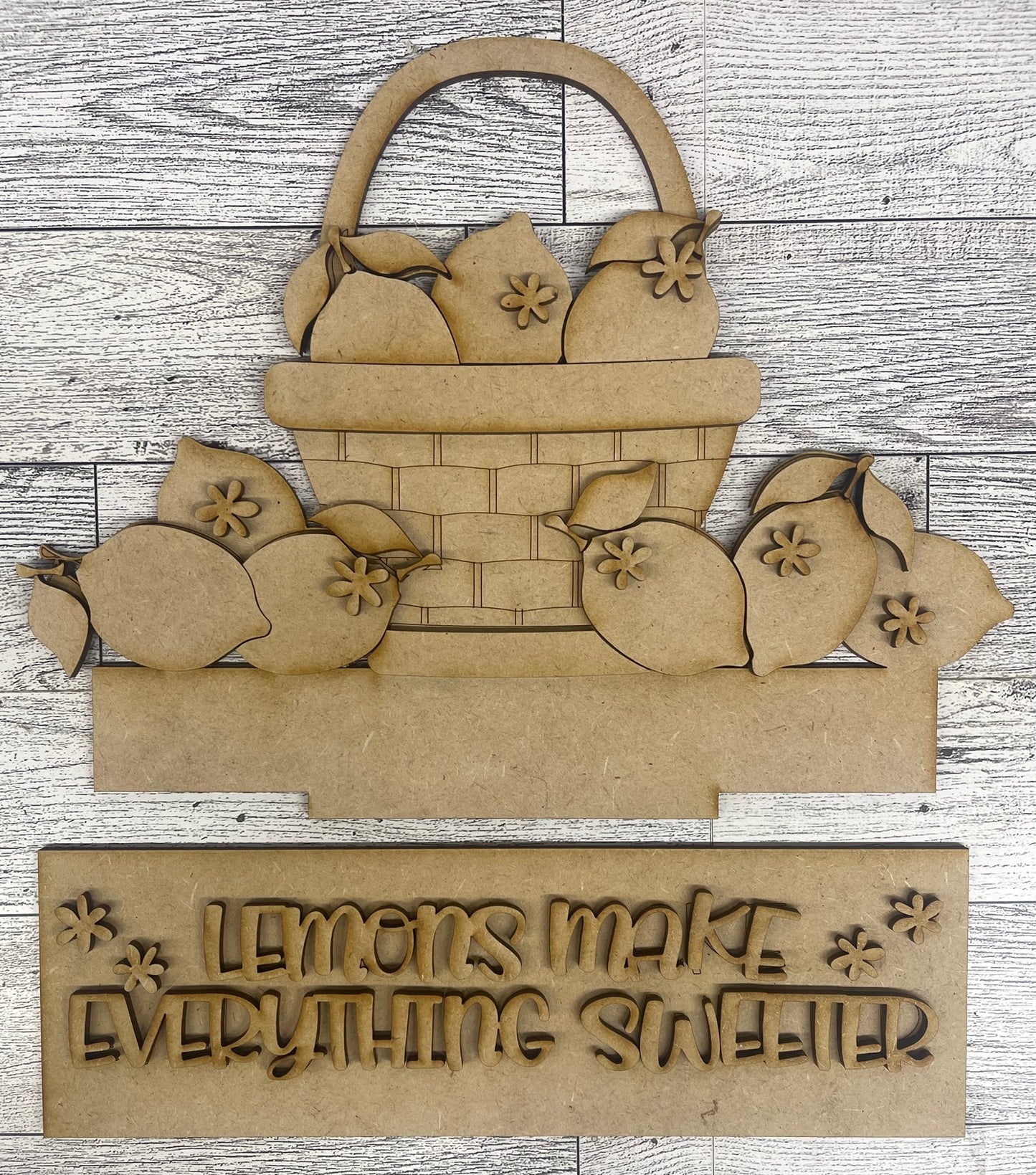 Lemon Insert for Changeable Window Box unpainted wood cutouts, ready for you to paint