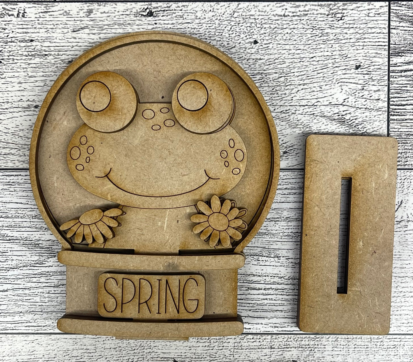Spring Frog Globe Insert Add-On - unpainted wood cutouts, ready for you to paint