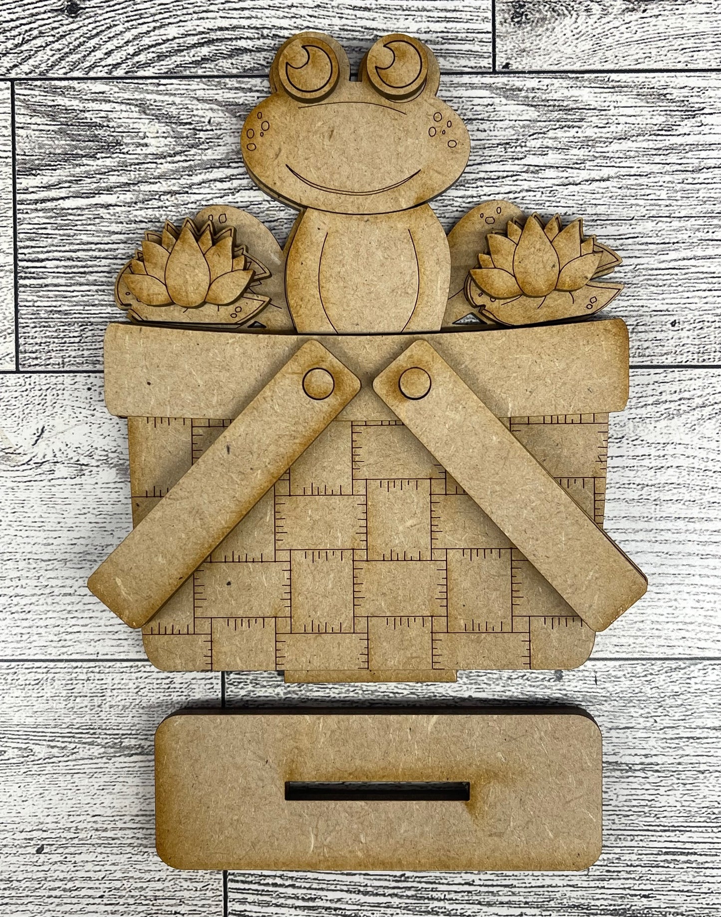 Mini Spring Frog Basket Insert Add-On - unpainted wood cutouts, ready for you to paint