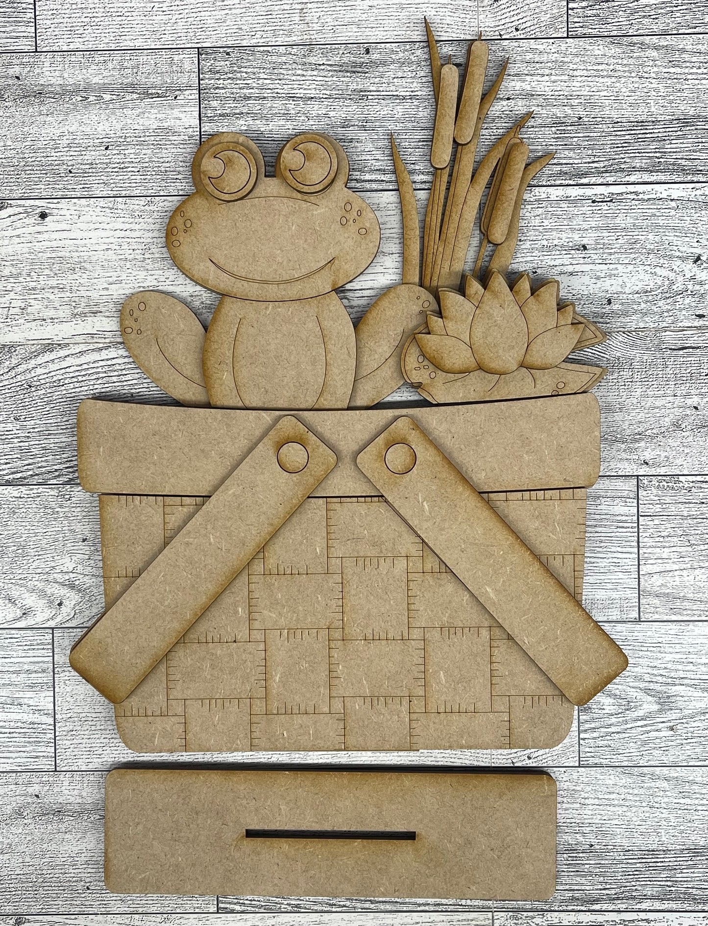 Spring Frog Basket Insert Add-On - unpainted wood cutouts, ready for you to paint