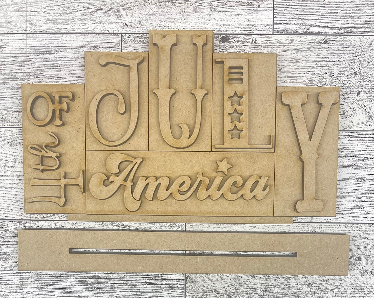 Patriotic word kit - wood pieces, unpainted wood cutouts, ready for you to paint, scrapbook paper is not included
