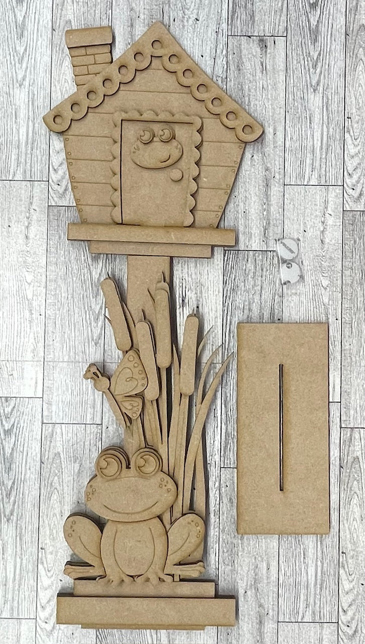 Spring Frog Birdhouse Insert - unpainted cutouts, ready to paint