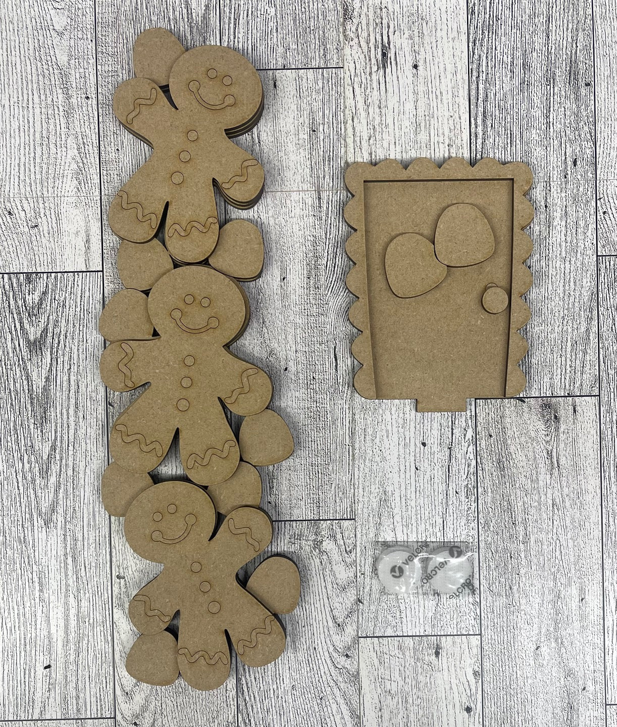 Gingerbread Birdhouse changeable standing kit only - wood pieces, unpainted wood cutouts, ready for you to paint, sign backer is not included