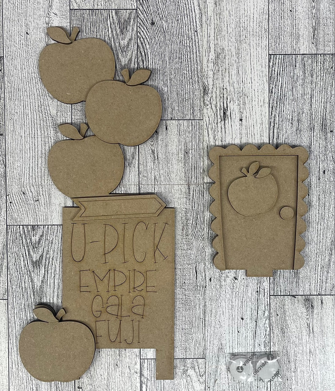 Apples Birdhouse changeable standing kit only - wood pieces, unpainted wood cutouts, ready for you to paint, sign backer is not included