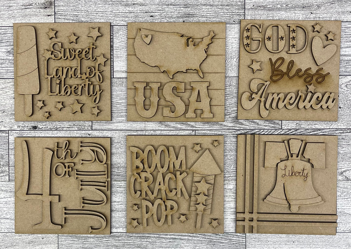 Patriotic Blocks only Kit, DIY Unpainted Wooden Kit, DIY Blocks for Leaning Ladder Kit