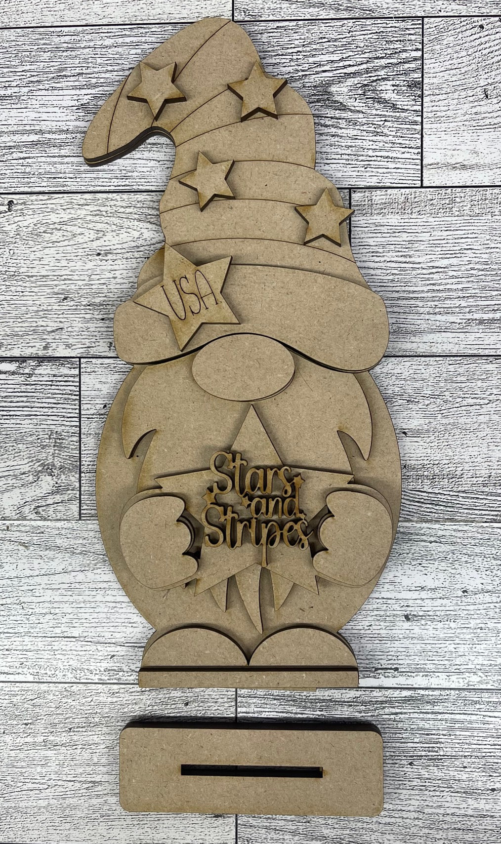 Patriotic Boy or Girl Gnome with wood cutouts, unpainted wooden cutout - ready for you to paint