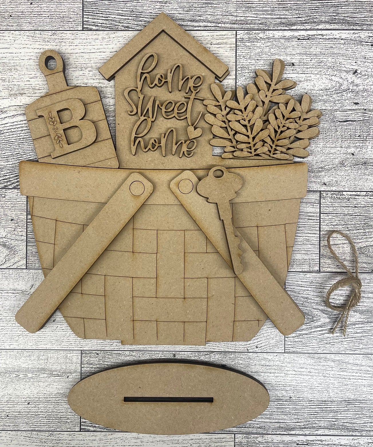 Home Sweet Home Insert only or with basket - unpainted wooden cutouts, ready for you to paint