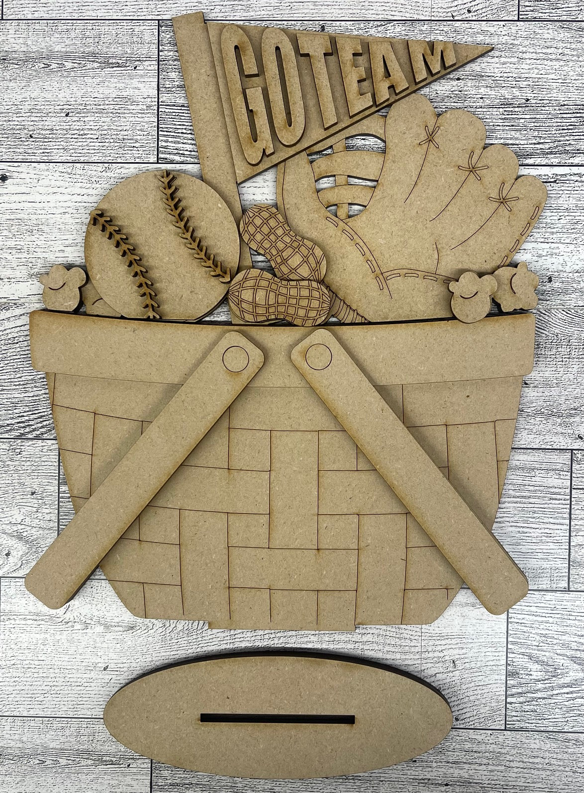 Baseball Insert only or with basket - unpainted wooden cutouts, ready for you to paint
