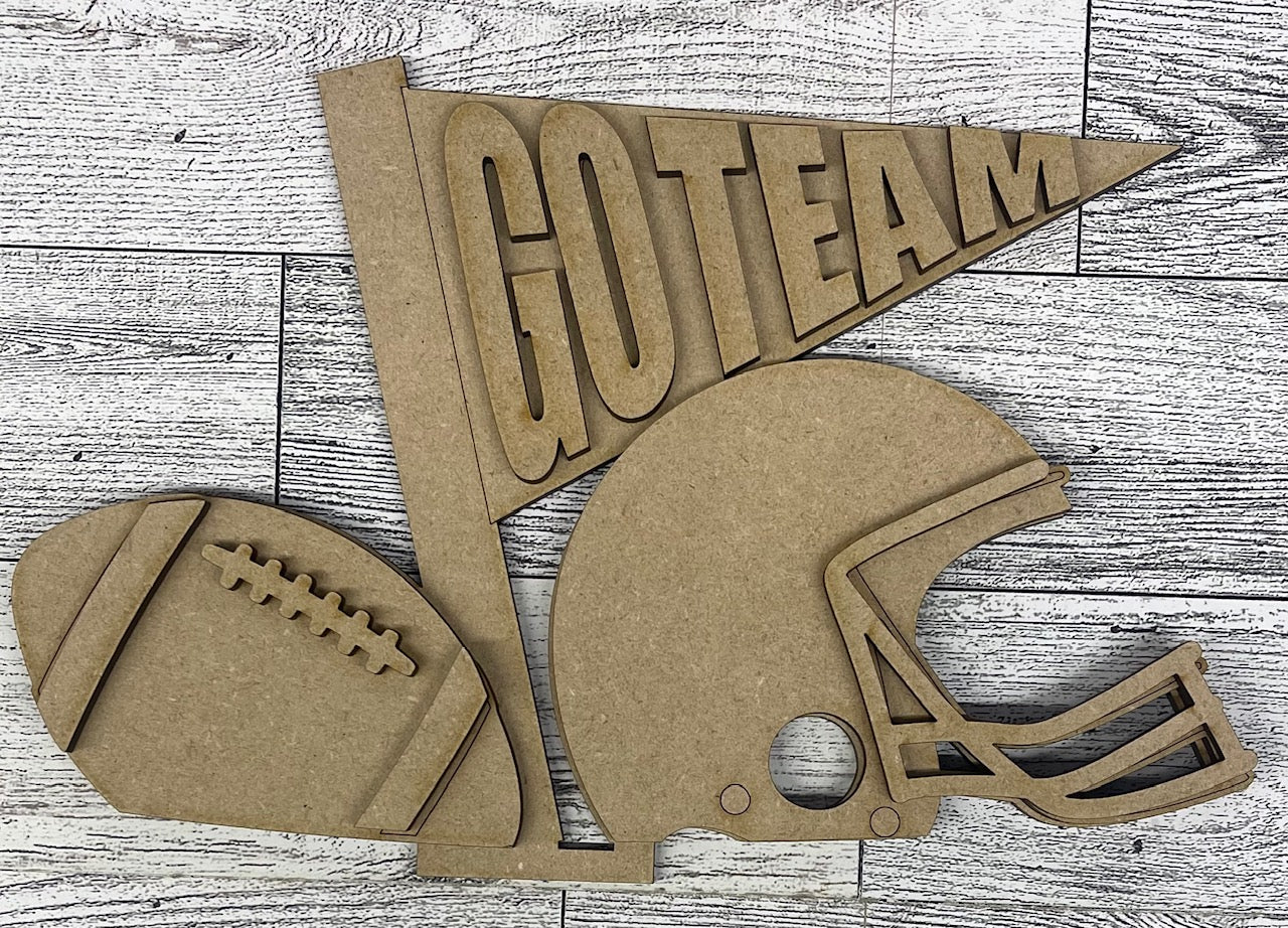 Football Insert only or with basket - unpainted wooden cutouts, ready for you to paint
