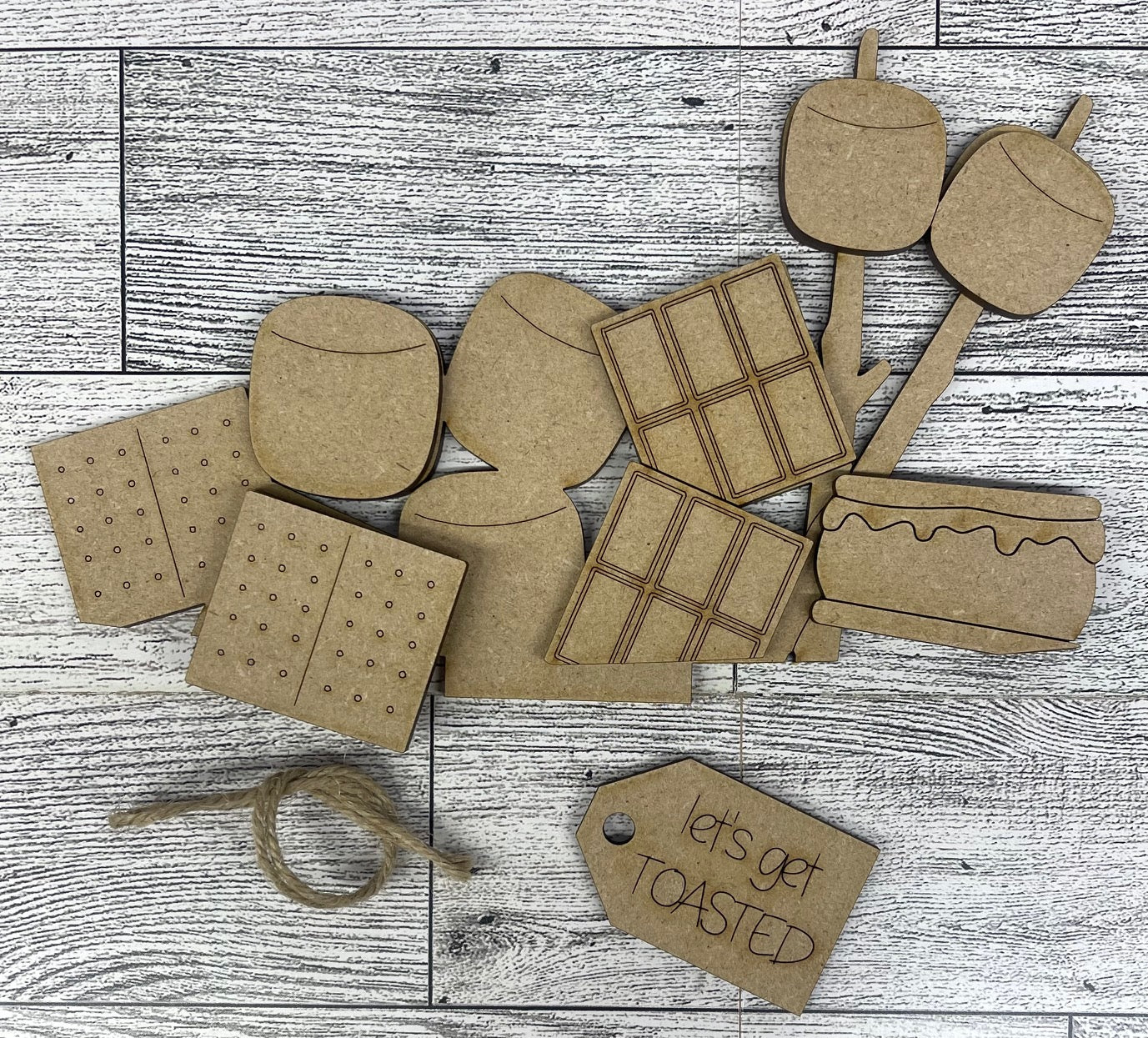 Smore Insert only or with basket - unpainted wooden cutouts, ready for you to paint