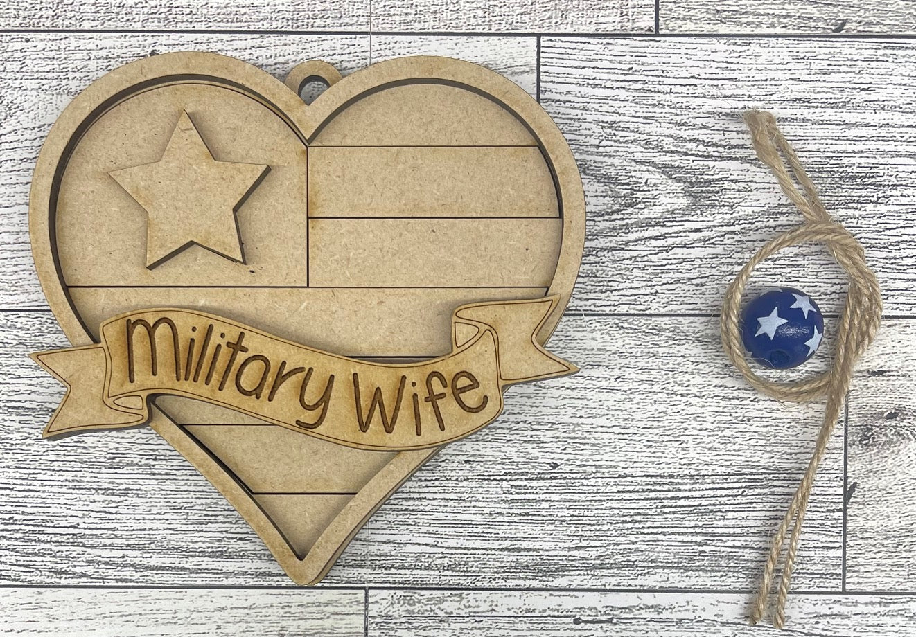 Military Ornament cutouts - unpainted wooden cutouts, ready for you to paint