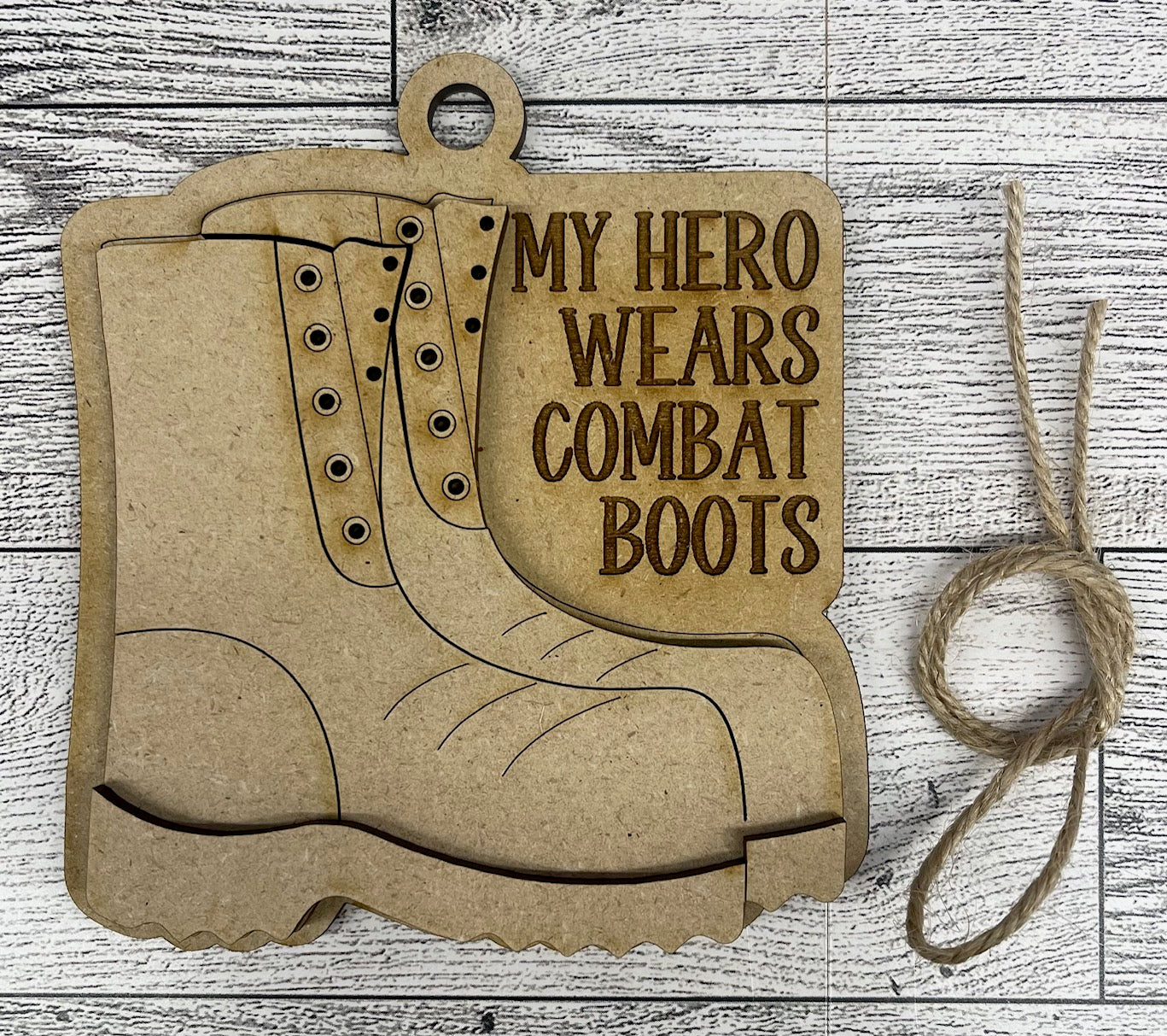 Combat Boots Ornament cutouts - unpainted wooden cutouts, ready for you to paint (Copy)
