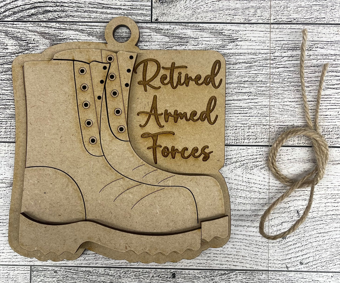 Combat Boots Ornament cutouts - unpainted wooden cutouts, ready for you to paint (Copy)