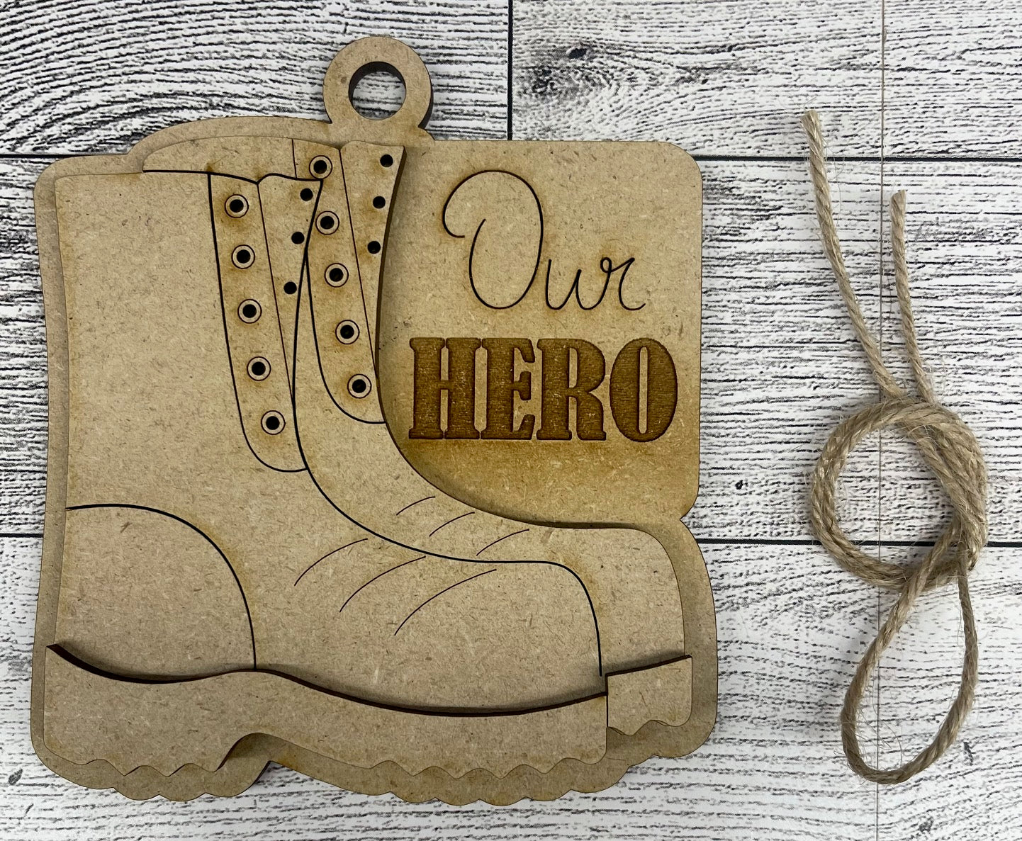Combat Boots Ornament cutouts - unpainted wooden cutouts, ready for you to paint (Copy)