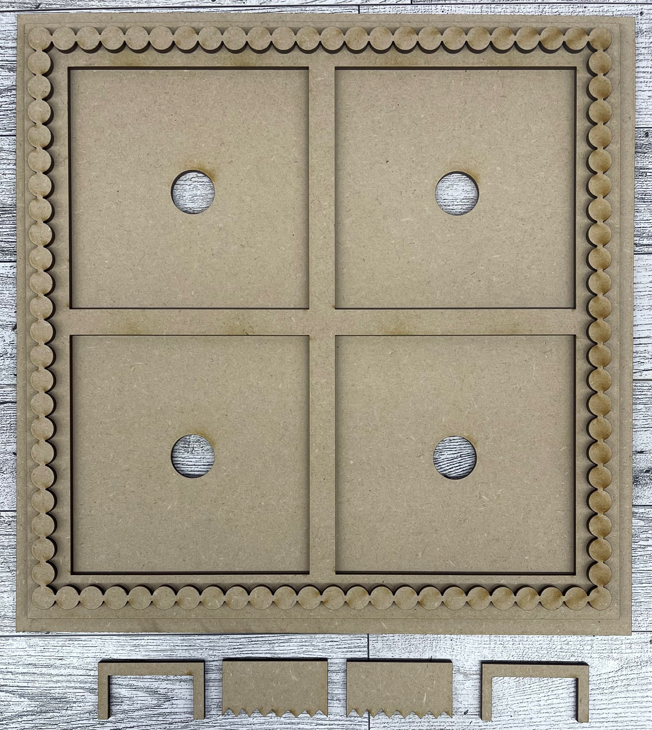 Beaded Frame for 4 Leaning ladder inserts - unpainted wooden cutouts, ready for you to paint