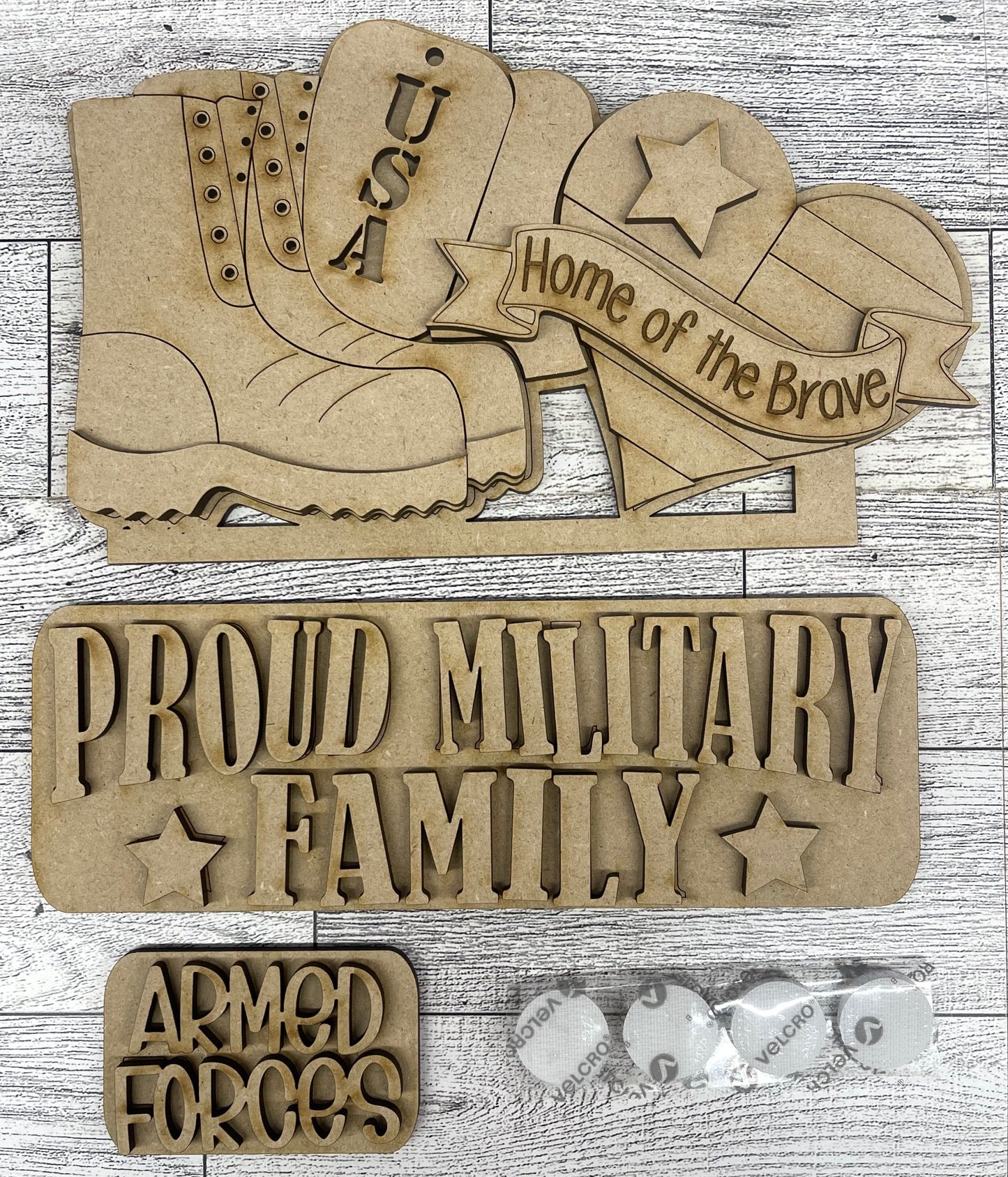 Military Truck Insert cutouts - unpainted wooden cutouts, ready for you to paint