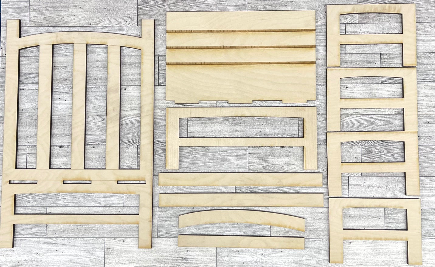 Farmhouse Bench - unpainted wooden cutouts, ready for you to paint