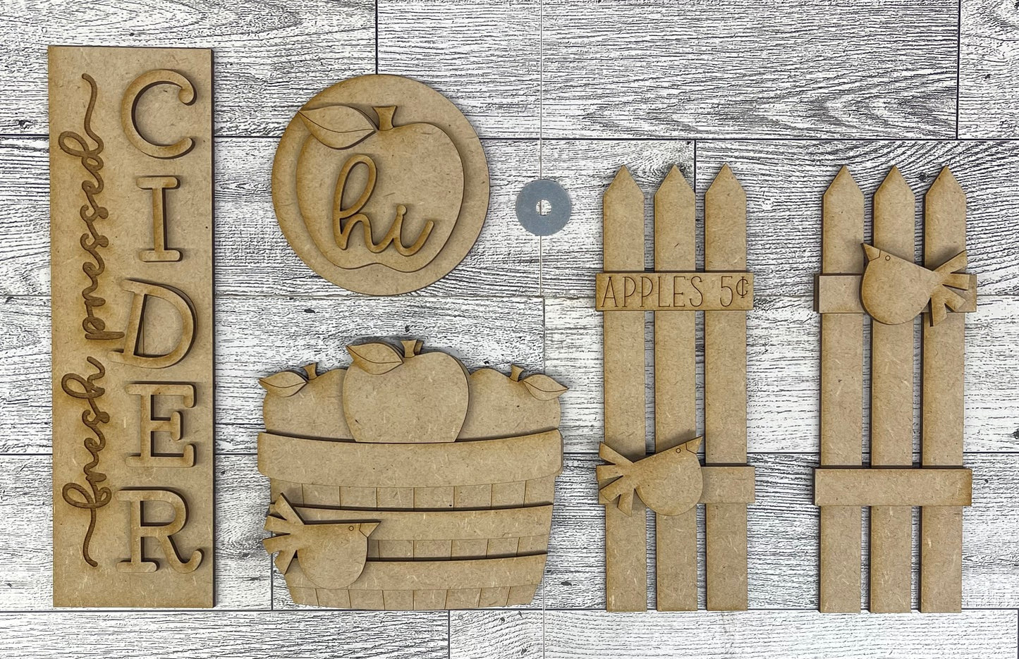 Cider - Fall Barn Door inserts - wood cutouts - unpainted wooden cutouts, ready for you to paint