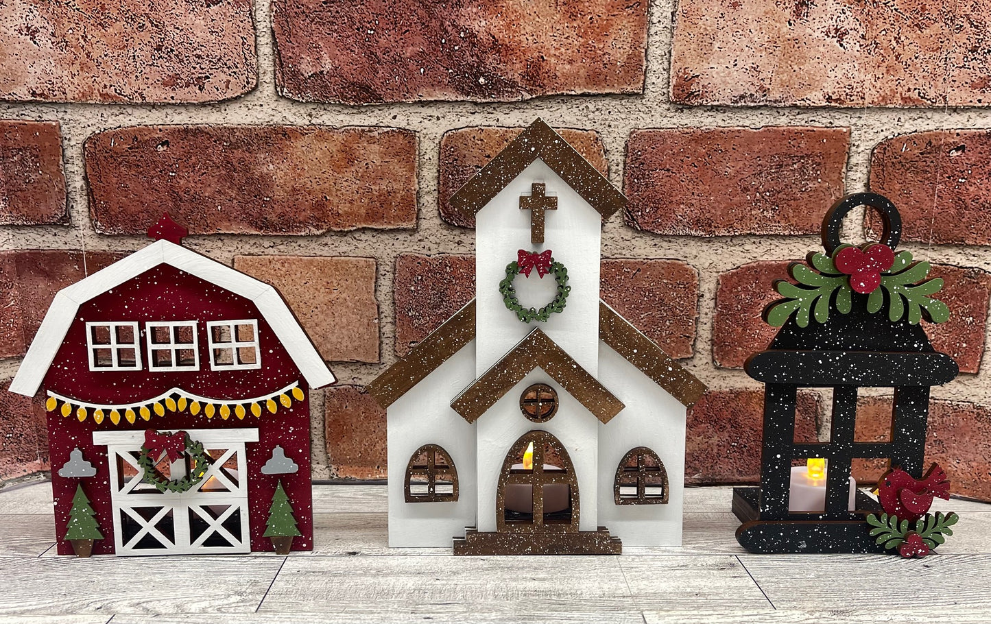 Country Christmas Tree Farm Votives unpainted cutouts