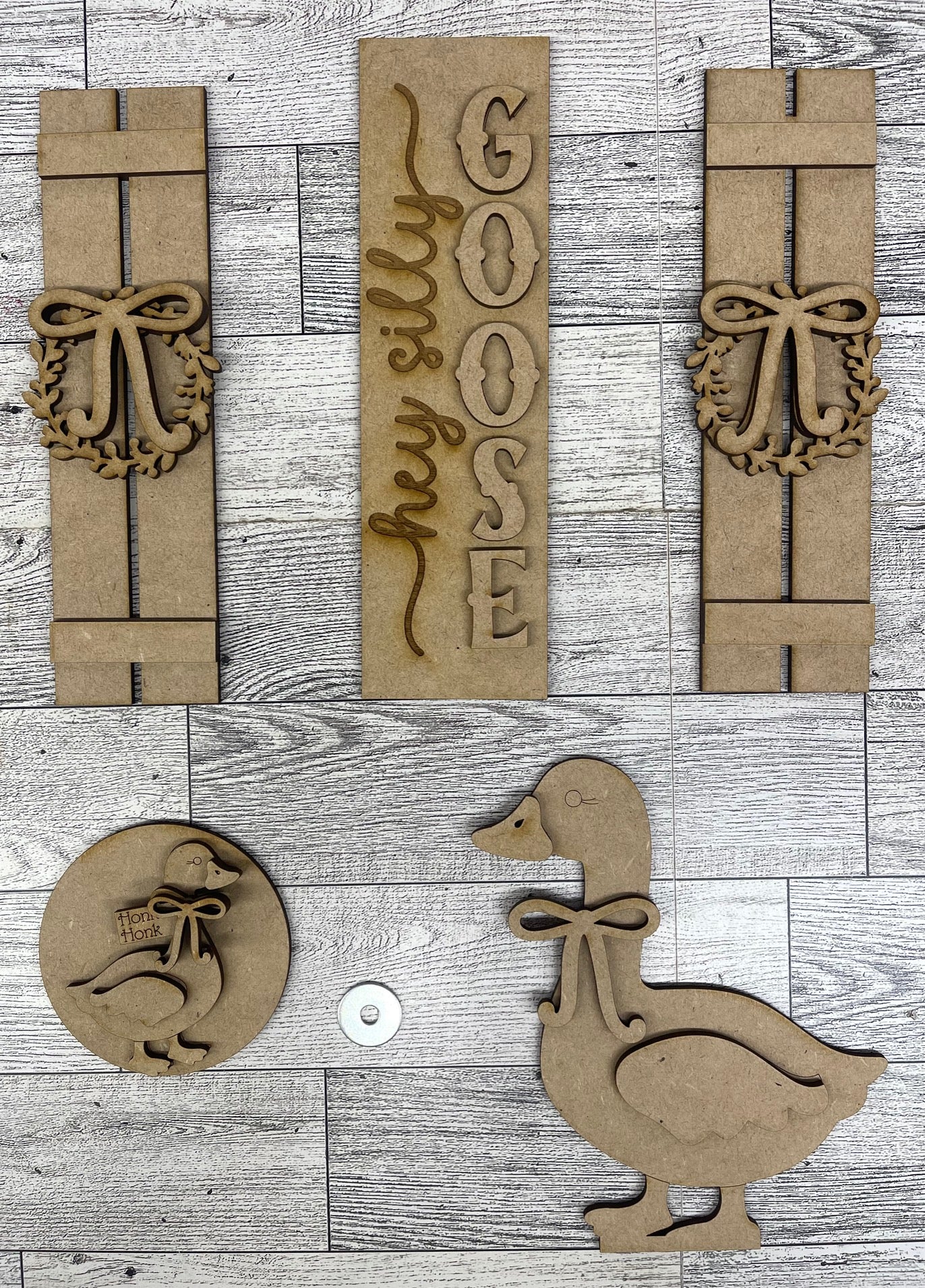 Silly Goose Barn Door inserts - wood cutouts - unpainted wooden cutouts, ready for you to paint