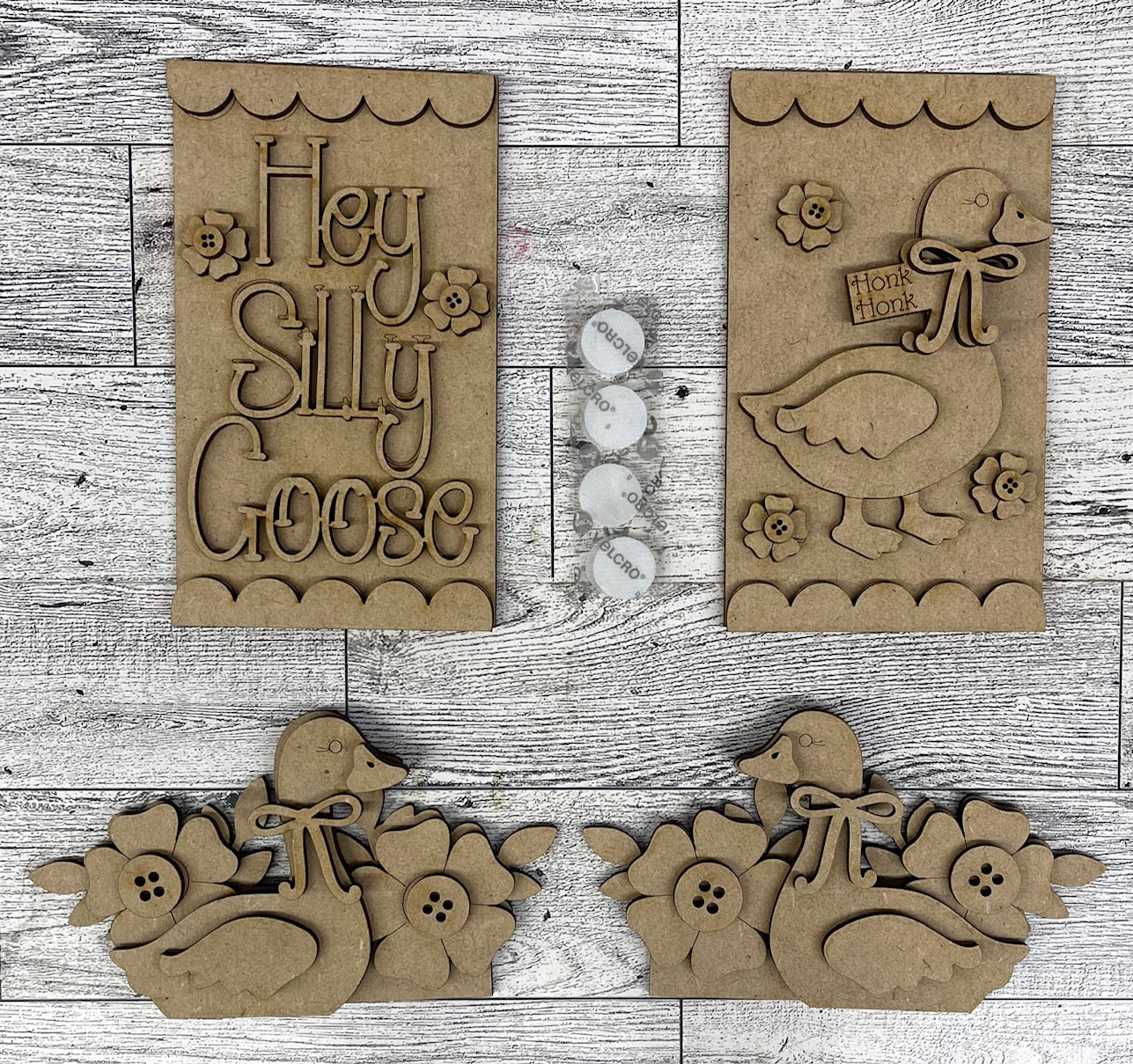 Silly Goose Insert for the Cottage Cabinet - unpainted wooden cutouts, ready for you to paint