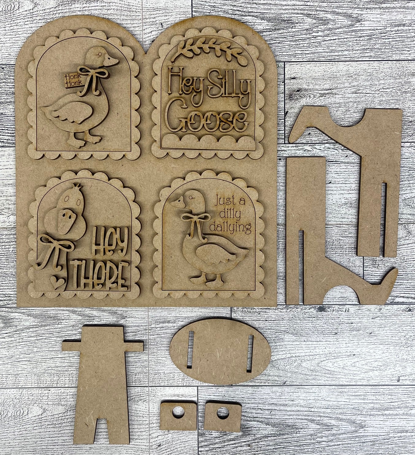 Silly Goose Mini Arch Inserts set of 4 - unpainted wood cutouts, ready for you to paint