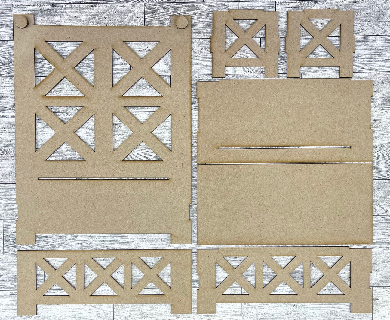 Farmhouse 2 Bench - unpainted wooden cutouts, ready for you to paint