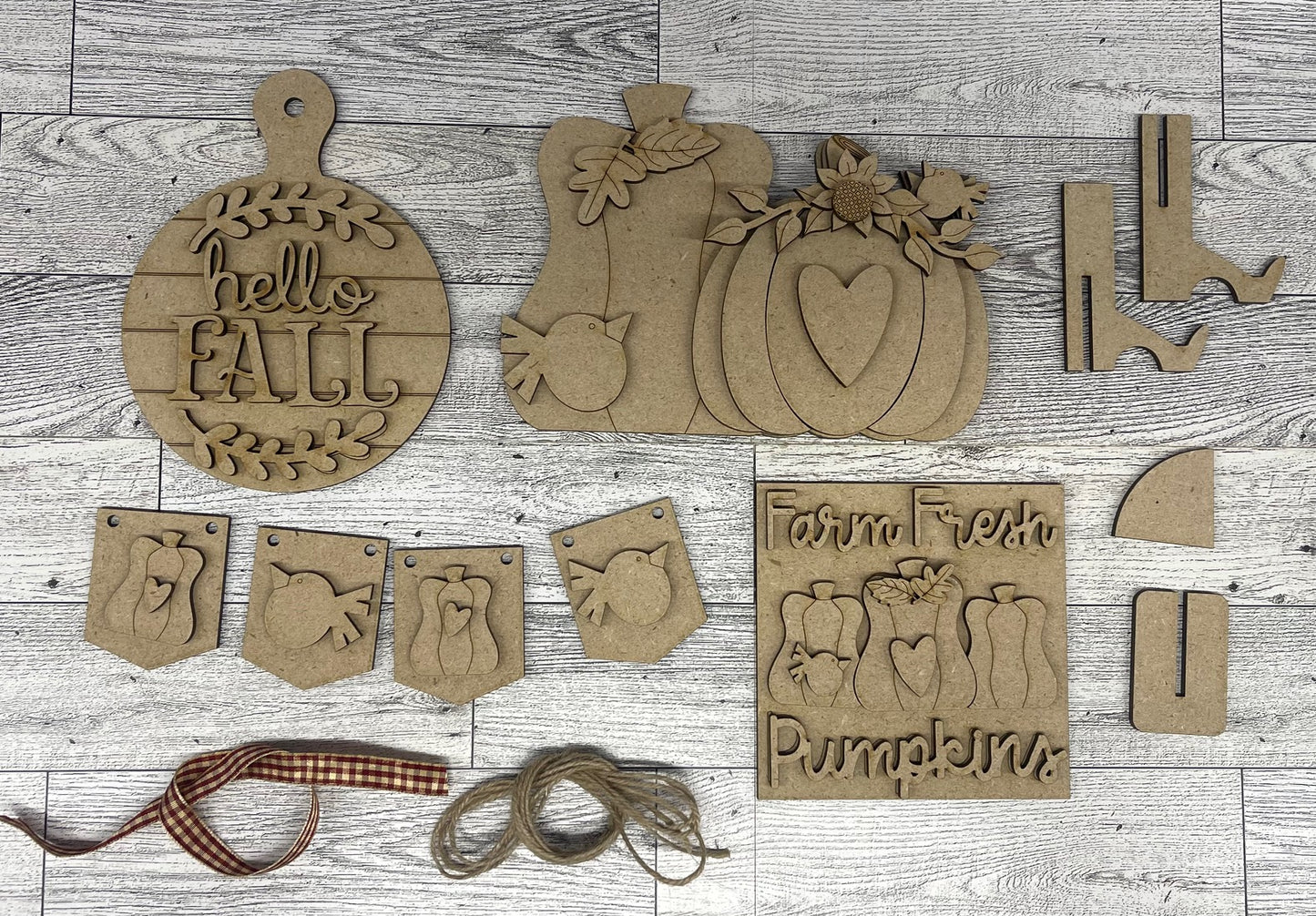 Fall Harvest Tiered Tray unpainted cutouts