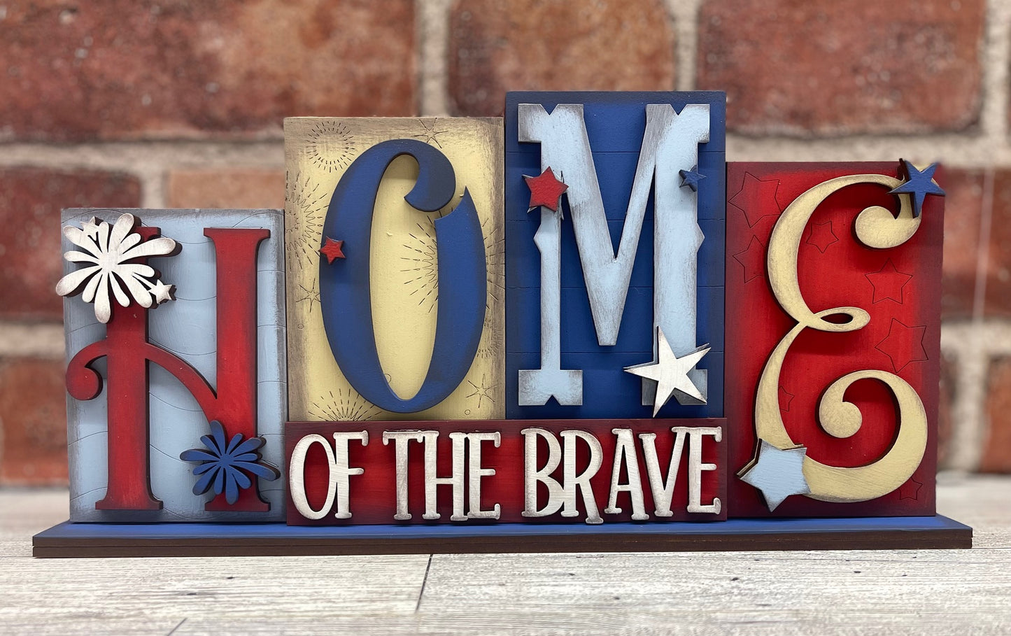 Painted Home of the Brave Word Stander