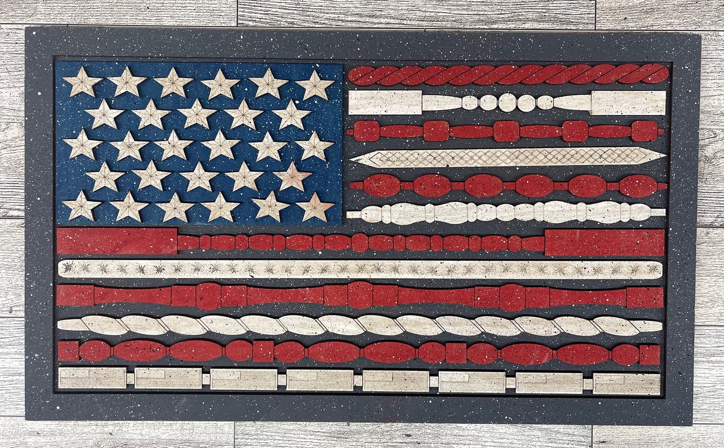 Painted Spindle American Flag Sign