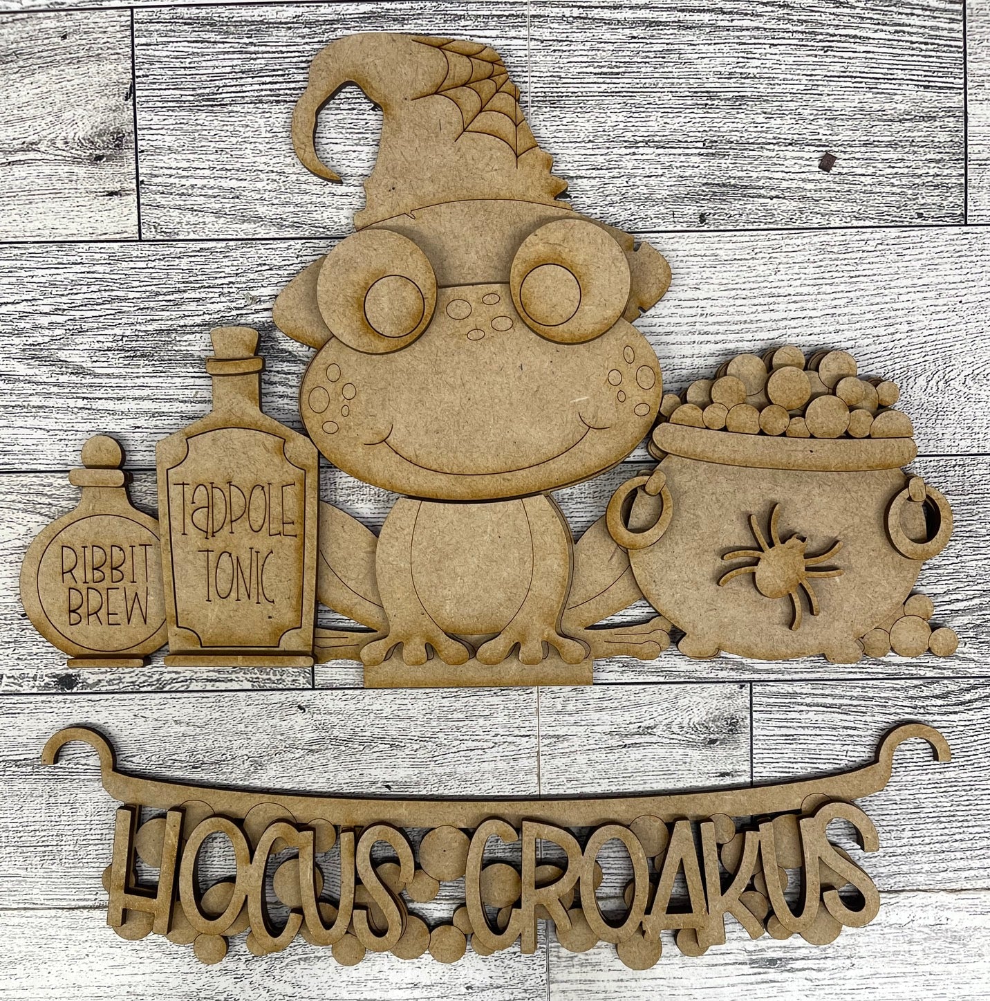 Halloween Frog Insert for Picket Fence unpainted wood cutouts, ready for you to paint