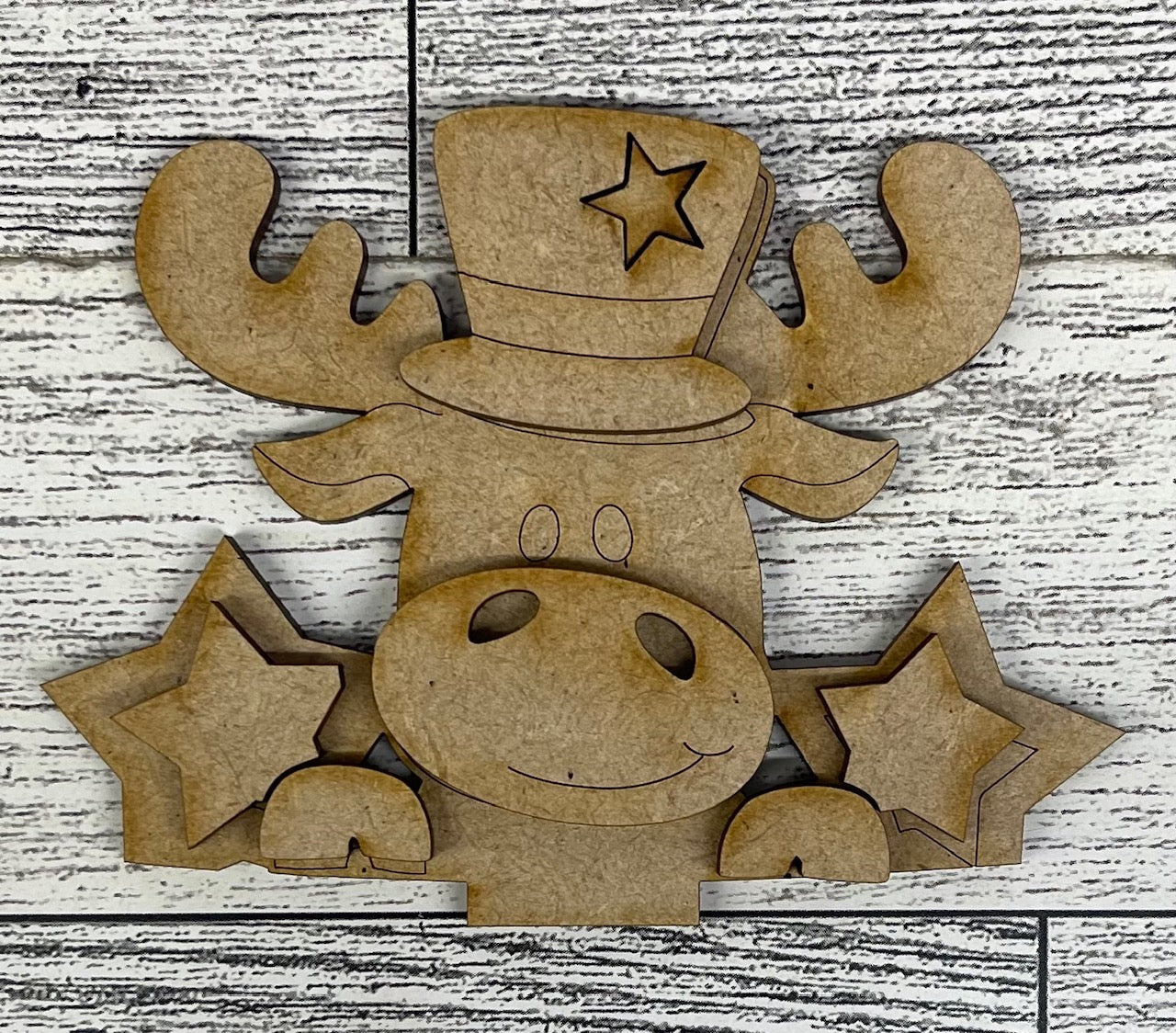Patriotic Moose Basket Insert Add-On - unpainted wood cutouts, ready for you to paint