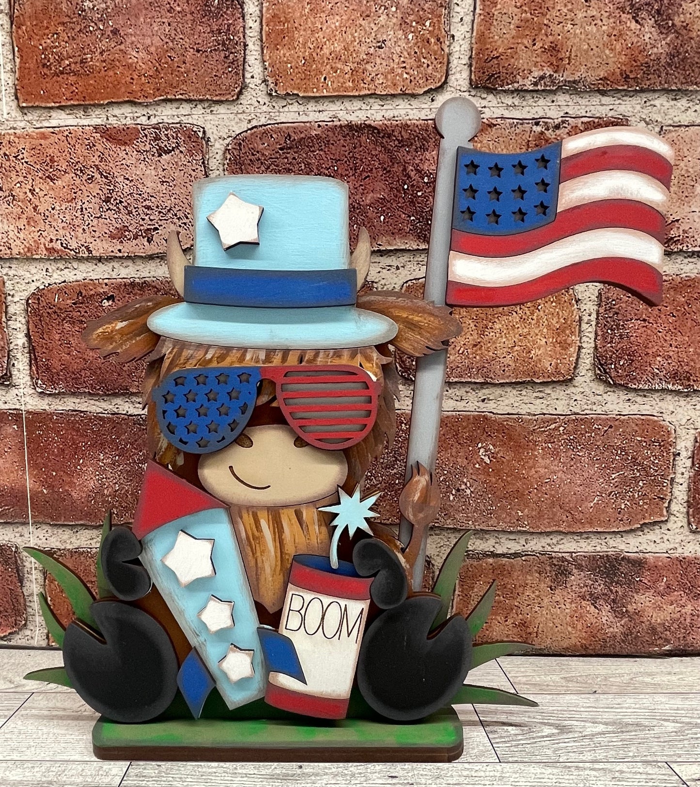 Painted Patriotic Highland Cow