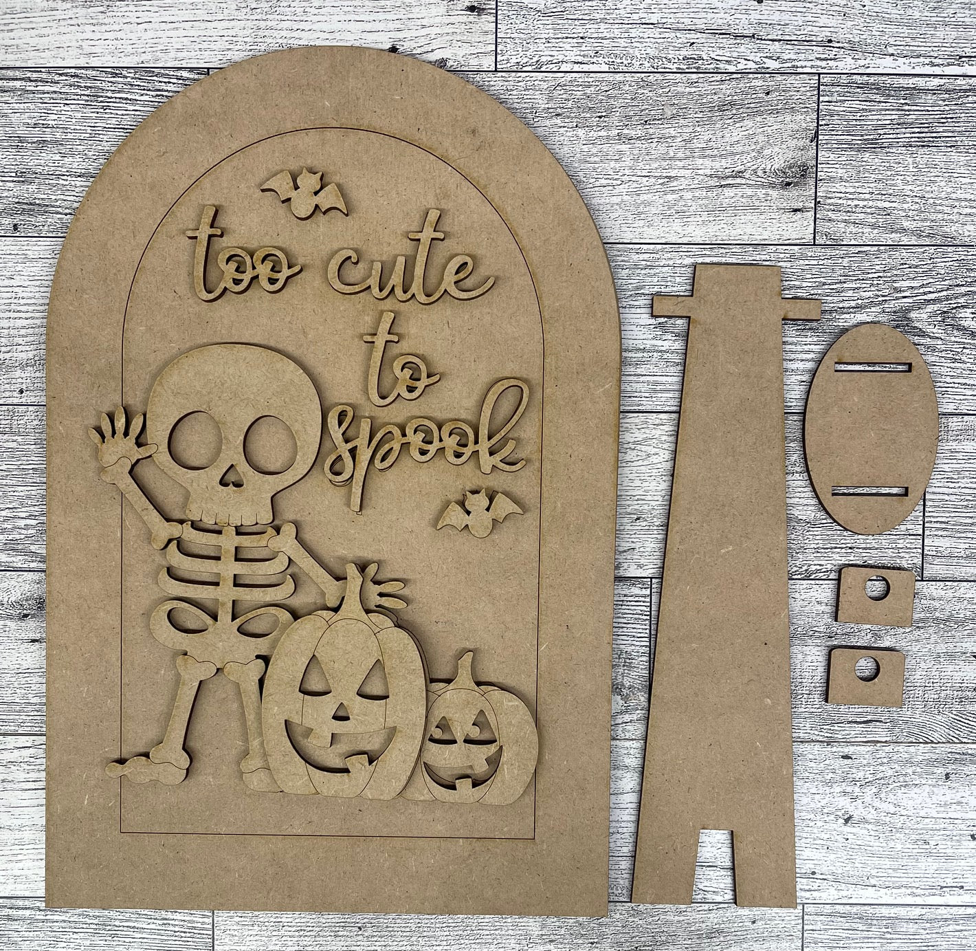 Halloween Skeleton Arch and Frame cutouts - unpainted wooden cutouts, ready for you to paint