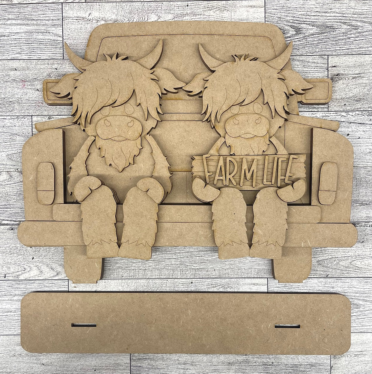 Large truck to use with shelf sitters - unpainted wood cutouts, ready for you to paint