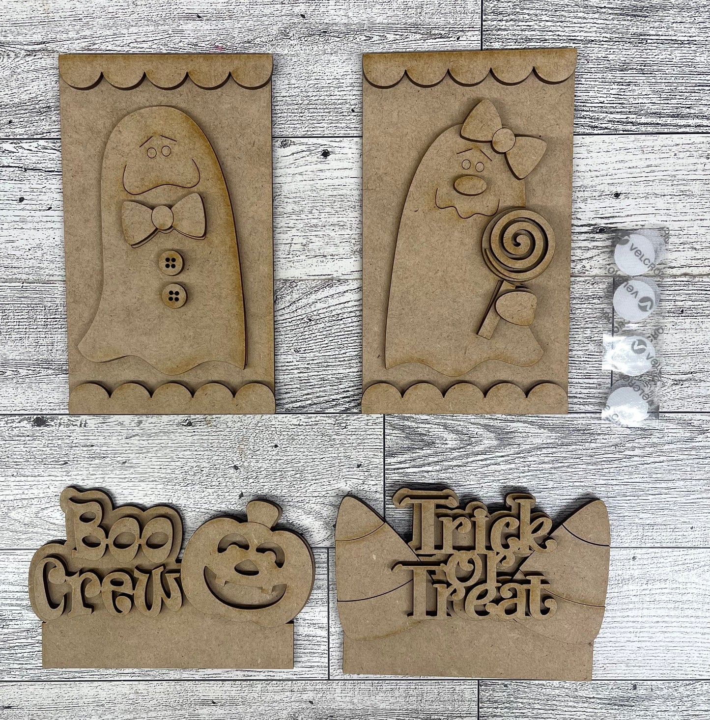 Halloween - Boo Crew Insert for the Cottage Cabinet - unpainted wooden cutouts, ready for you to paint