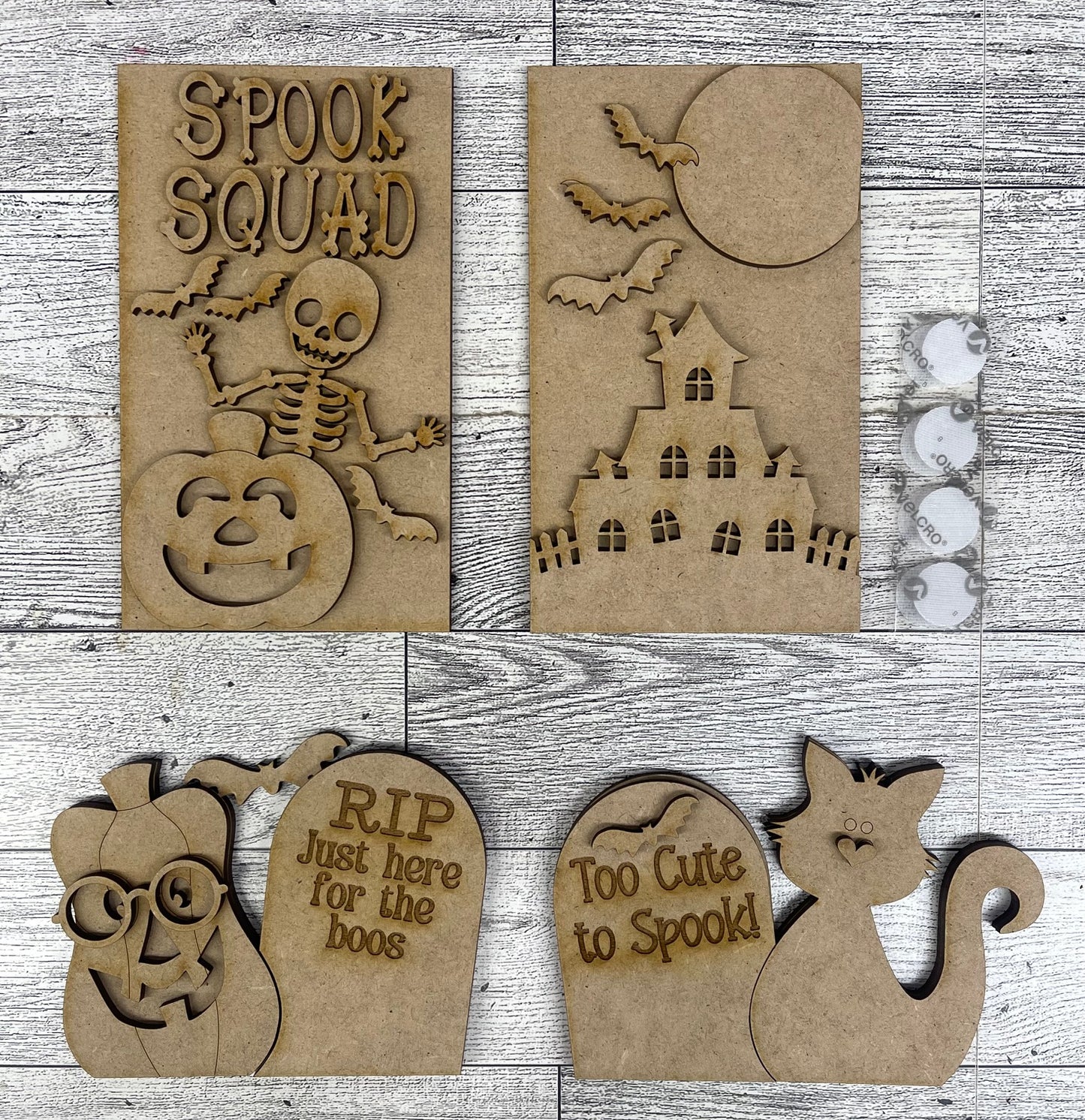 Halloween - Spook Squad - Insert for the Cottage Cabinet - unpainted wooden cutouts, ready for you to paint