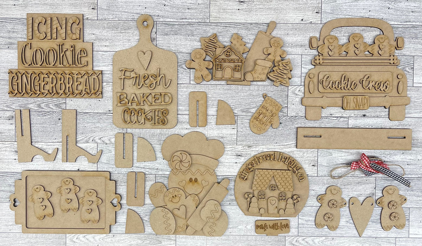 July Craft Kit - Gingerbread Themed - basket and water globe not included