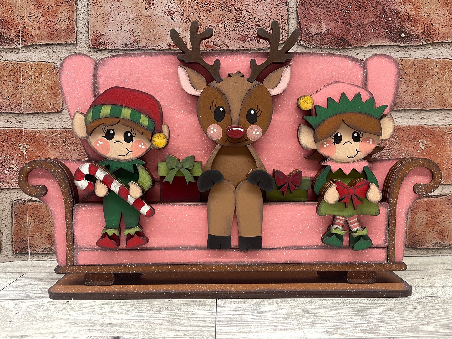 Boy and Girl Elf Shelf Sitters and Presents to sit or Couch - unpainted wood cutouts, ready for you to paint