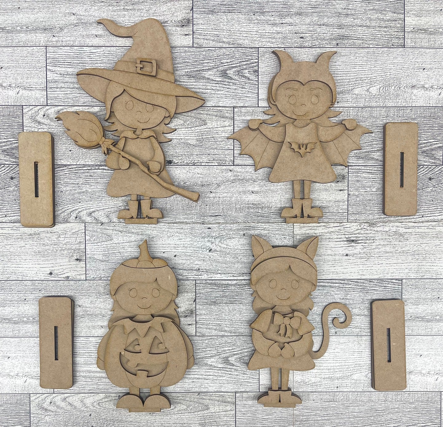 Halloween Costume Girl Standers - unpainted cutouts, ready to paint