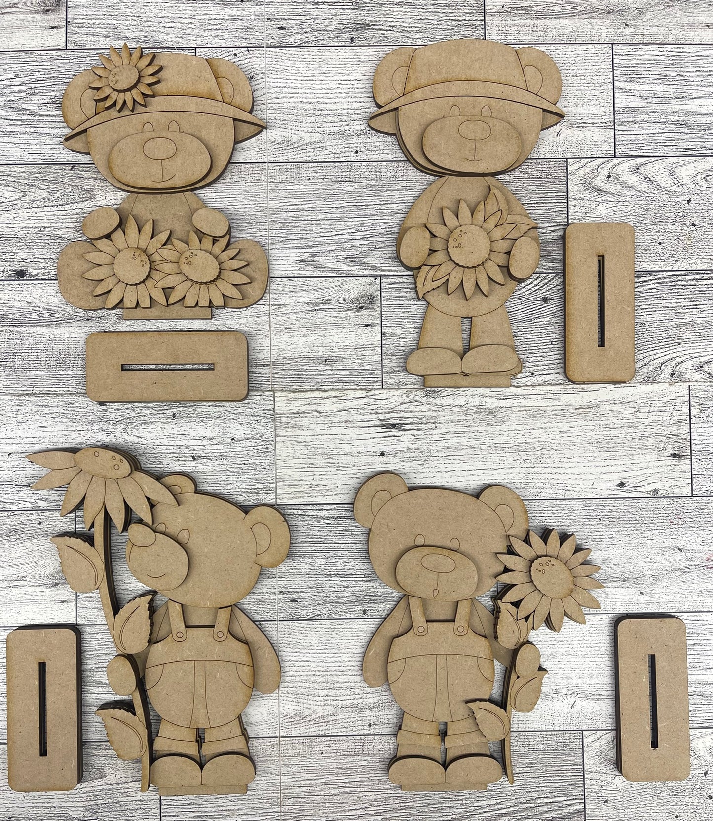 $10.00 Tuesday - Sunflower Bear Standers - unpainted cutouts ready for you to finish