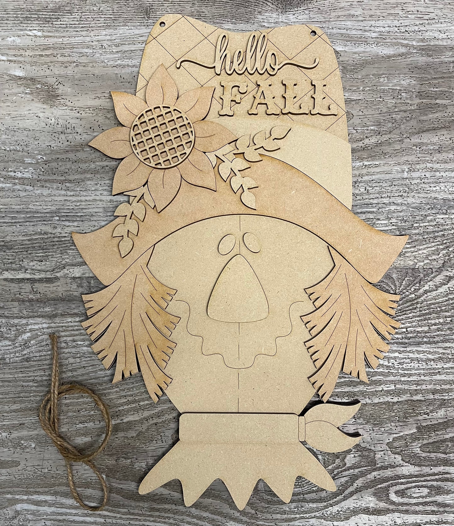 Large Scarecrow, 16 3/4 inches tall, DIY Kit - unpainted wood cutouts