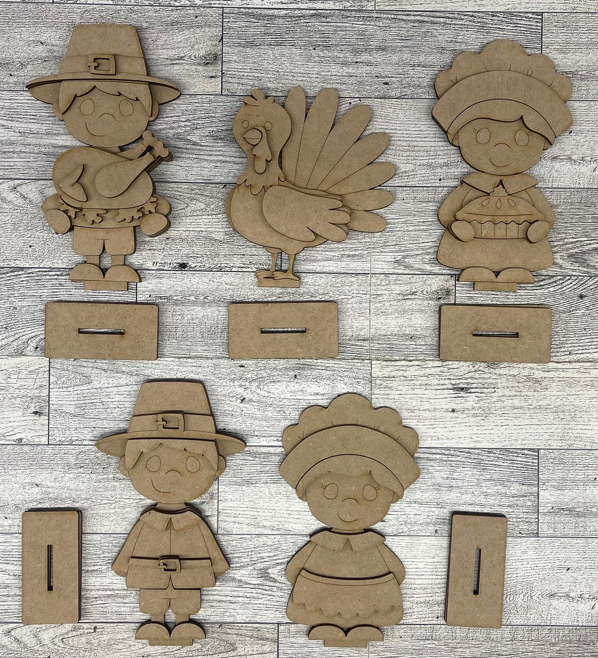 $10.00 Thursday - Thanksgiving Pilgrims & Turkey Standers - unpainted cutouts ready for you to finish