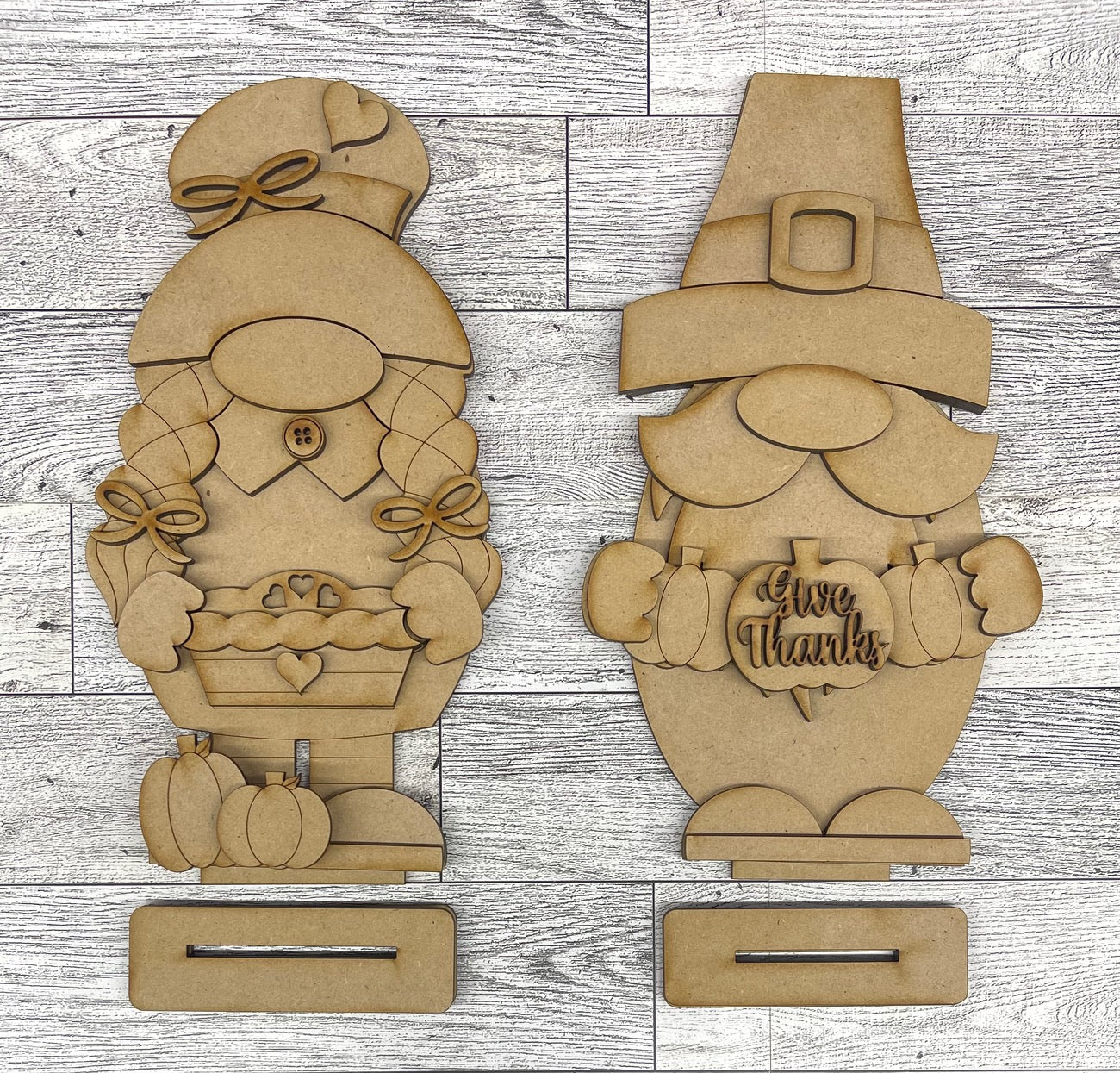 Pilgrim Boy or Girl Gnome cutout, unpainted wooden cutout - ready for you to paint