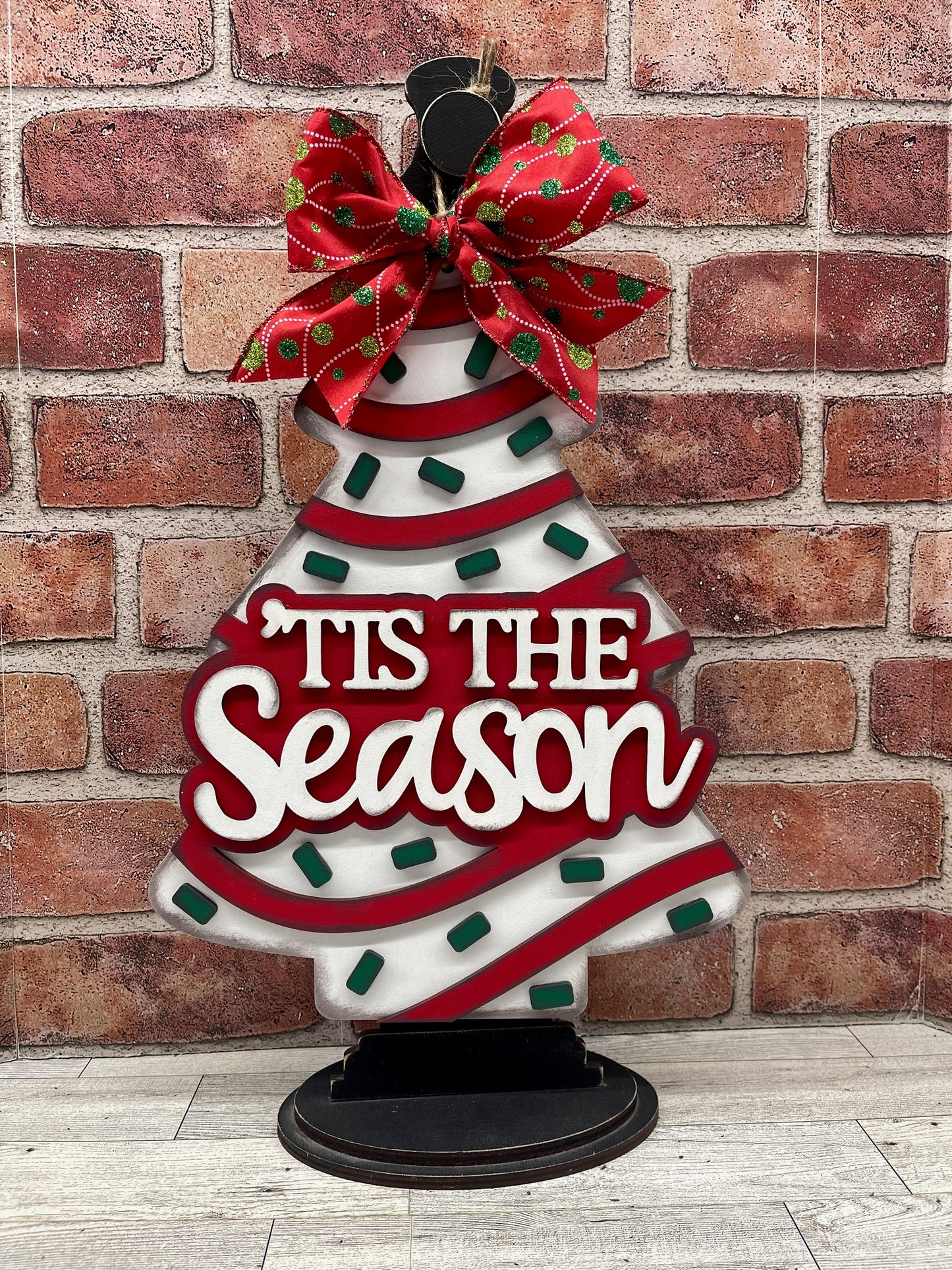 Tis the Season - Christmas Cake Door Sign - unpainted wood cutouts, ready for you to paint