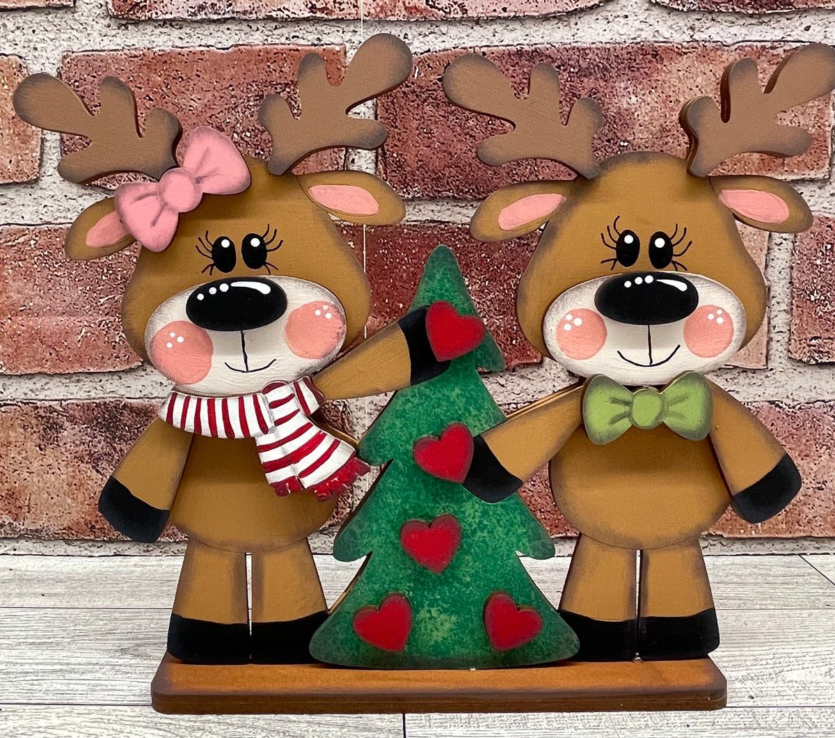 Reindeer Couple 2026 Stander - unpainted wooden cutouts, ready for you to paint